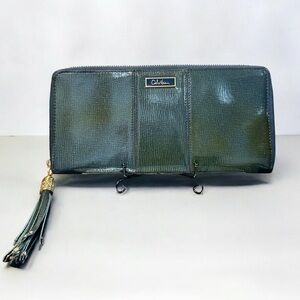 Cole Haan Travel Clutch Voyage Collection Moroccan Blue Large Zip Around Wallet